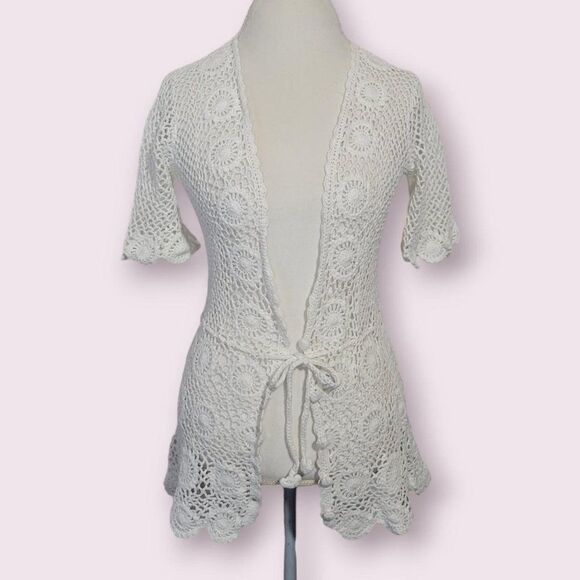 Liz Claiborne Tops - Y2k White Crochet Short